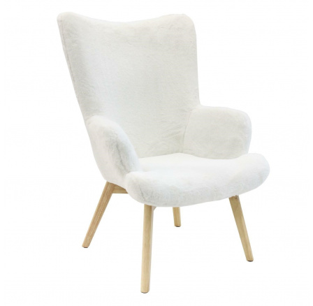 Křeslo ušák Helsinki bílé chlupaté