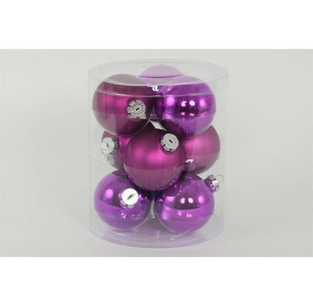Ozdoby skleněné - pr. 7 cm, fialové, cena za balení (9 ks)