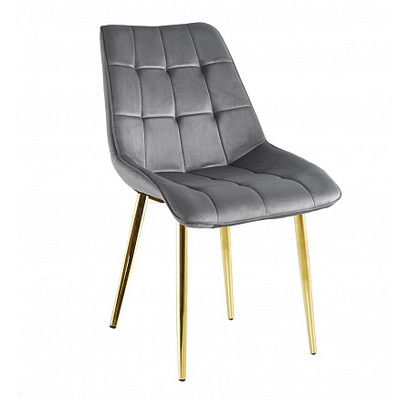 Židle velvet šedá / zlaté nohy J262-1
