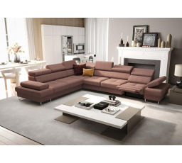 Rohová sedací souprava s funkcí spaní a relaxace GALAXY MAX 350x280 cm - starorůžová ,levá