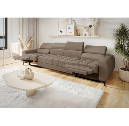 Sofa PORTO IV , relax 331 cm přírodní kůže - Kůže šedobéžová
