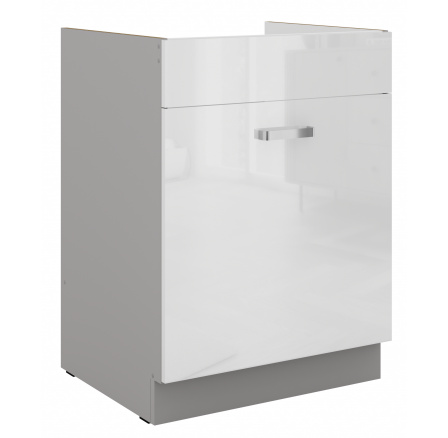 Dolní skřínka BIANCA - 60 ZL 1S BB, Šedá / Bílý lesk
