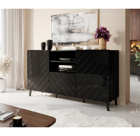 Komoda ABETO, matná černá/lesklá černá Komoda ABETO, matná černá/lesklá černá