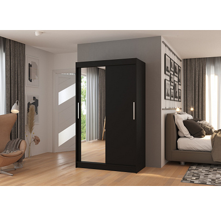 Posuvná skříň se zrcadlem BARIO 120 Černá+Černá