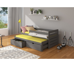 Dvojlůžko s bariérou TOMI 200x90 Grafit