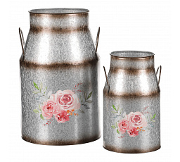 Kovová váza, sada 2ks. Design s růžemi.