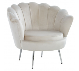 Křeslo velvet béžové /nohy stříbrné/ LC-032-1