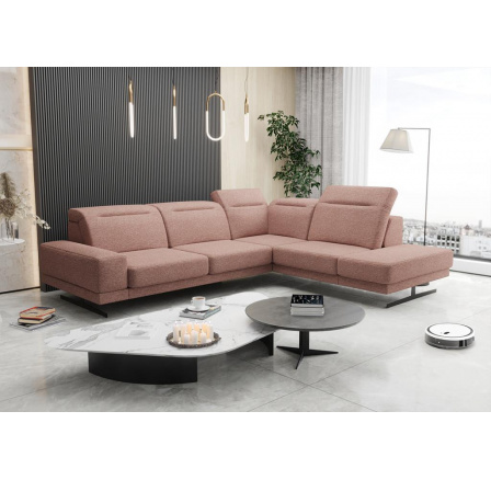 Rohová sedací souprava FIORE 265x220 cm - růžová, pravá