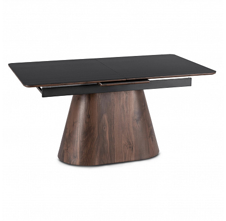 Stůl LIZBONA Keramický Rozkládací 160-200 cm Černý/Ořech