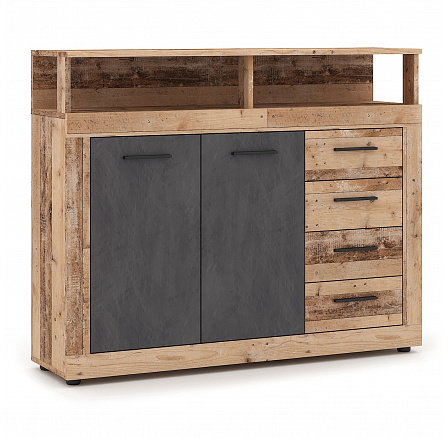 Komoda BLAGO MIDI A 119,6 cm Surový Dub/Černá