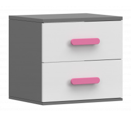 Noční stolek SMYK II - 22, Šedá/Bílá/Růžová