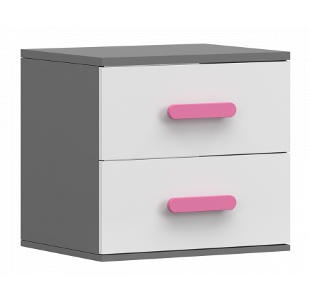 Noční stolek SMYK II - 22, Šedá/Bílá/Růžová