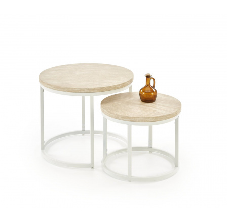 Konferenční stolky OREO, travertin / bílá Konferenční stolky OREO, travertin / bílá