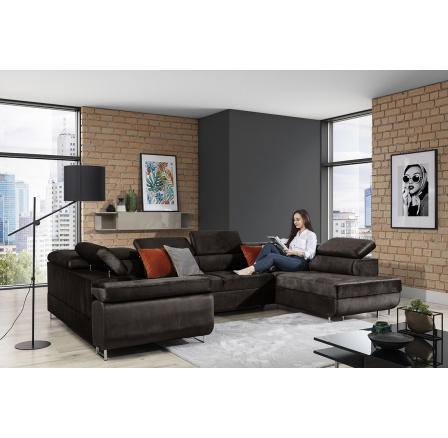 Moderní rohová sedačka Annabelle U, Tmavá