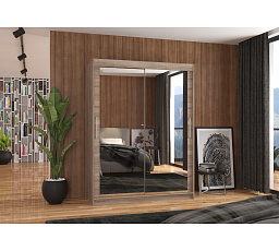 Posuvná skříň se zrcadlem PERMO 150 Truffle+Truffle