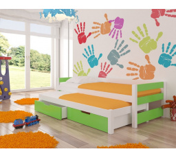 Dvojlůžko s matracemi FRAGA White+Green