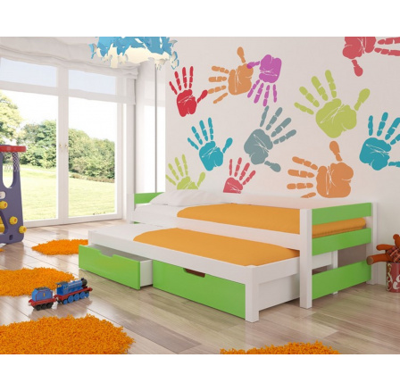 Dvojlůžko s matracemi FRAGA White+Green