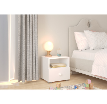 Noční stolek se zásuvkou EMI White Handle 1