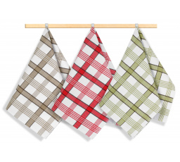 Kuchyňská utěrka 50x70cm béžové, zelené, červené káro