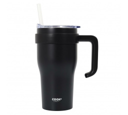 Termohrnek s uchem a brčkem Miami 600ml černý