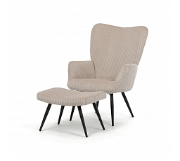Relaxační křeslo, béžová, manšestrová látka, AK-L7285 CRM6