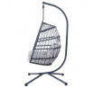 Závěsné křeslo, kov, polyratan, šedá, AZ-V1269 GREY