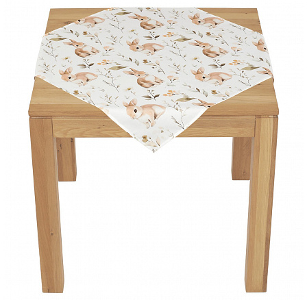 Ubrus - zajíci a květiny, 100 % polyester, 80 x 80 cm