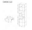 Regál CARINI - CA3, světlý grafit/bílá briliantová/dub nash