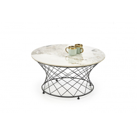 Konferenční stůl ALESSIA, efekt béžového mramoru/černá