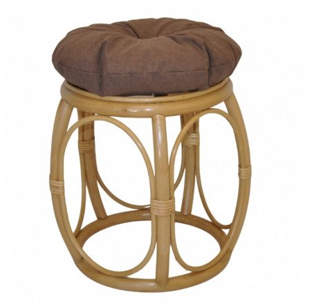 Ratanová taburetka široká medová polstr hnědý melír