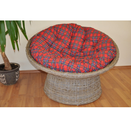 Ratanový papasan Kubu split polstr červený 