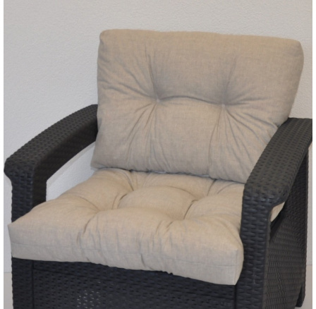 Polstr na křeslo z umělého ratanu - látka tmavě béžový melír Polstr na křeslo z umělého ratanu - látka tmavě béžový melír