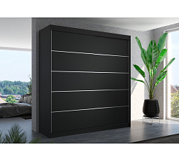 Šatní skříň s posuvnými dveřmi ESTEVA 200 Černá+Černá