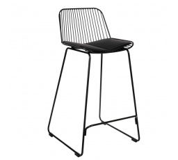 Barová židle Dill Low černá s černým polštářem