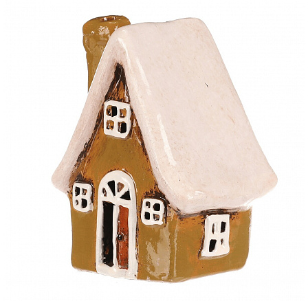 Domeček keramický - LED osvětlení, zelený s bílou střechou