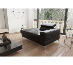 Sofa lenoška TOSCANIA 135 cm přírodní kůže - černá kůže, levá strana