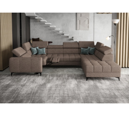 Rohová sedací souprava PORTO MAX I , relax 225X350X193 cm - pravá, odstíny tmavé béžové