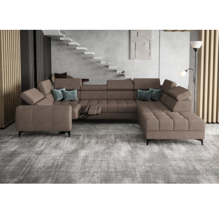 Rohová sedací souprava PORTO MAX I , relax 225X350X193 cm - pravá, odstíny tmavé béžové