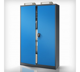 Kancelářská kovová skříň na dokumenty antracitově-modrá JAN II, 1150 x 1850 x 400 mm