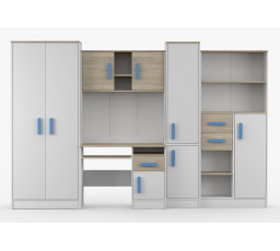 Dětský pokoj MACIUS, Bílá Mat/Dub Sonoma/Modrá