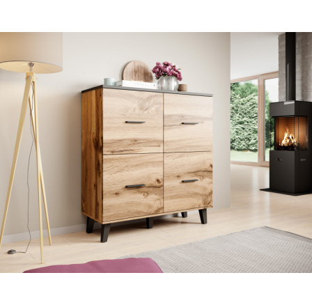 Komoda LOTTA 110, dub wotan/černá Komoda LOTTA 110, dub wotan/černá