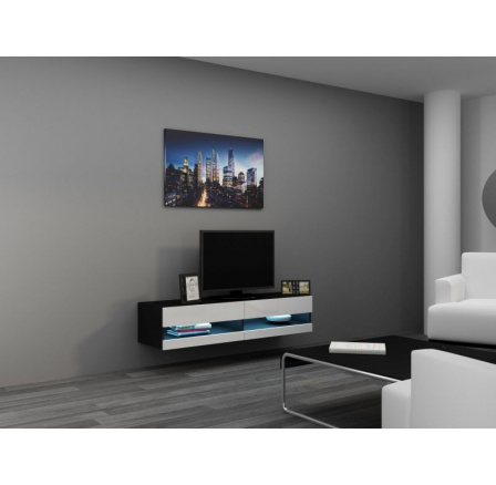 TV komoda VIGO NEW 140, černá / bílý lesk