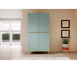 Skříň Nicole 100 cm se 2 skrytými zásuvkami - šalvěj MDF / zlaté nožky