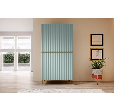 Skříň Nicole 100 cm se 2 skrytými zásuvkami - šalvěj MDF / zlaté nožky