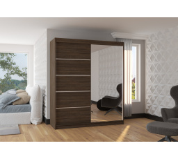 Šatní skříň s posuvnými dveřmi a zrcadlem CARO 180 Choco+Choco