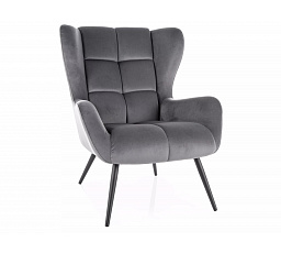Křeslo LOUIS VELVET, Šedý Bluvel 14/Černá
