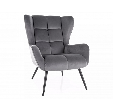 Křeslo LOUIS VELVET, Šedý Bluvel 14/Černá
