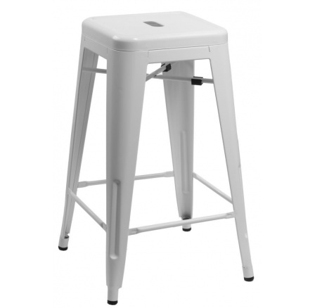 Barová židle Paris 66 cm bílá inspirovaná Tolix