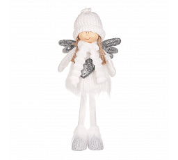 Anděl se srdcem - látková figurka, bílá barva