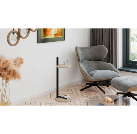 Pomocný stolek Claro kulatý průměr 30 cm - různé barvy na výběr - Dub Sonoma, Matná černá